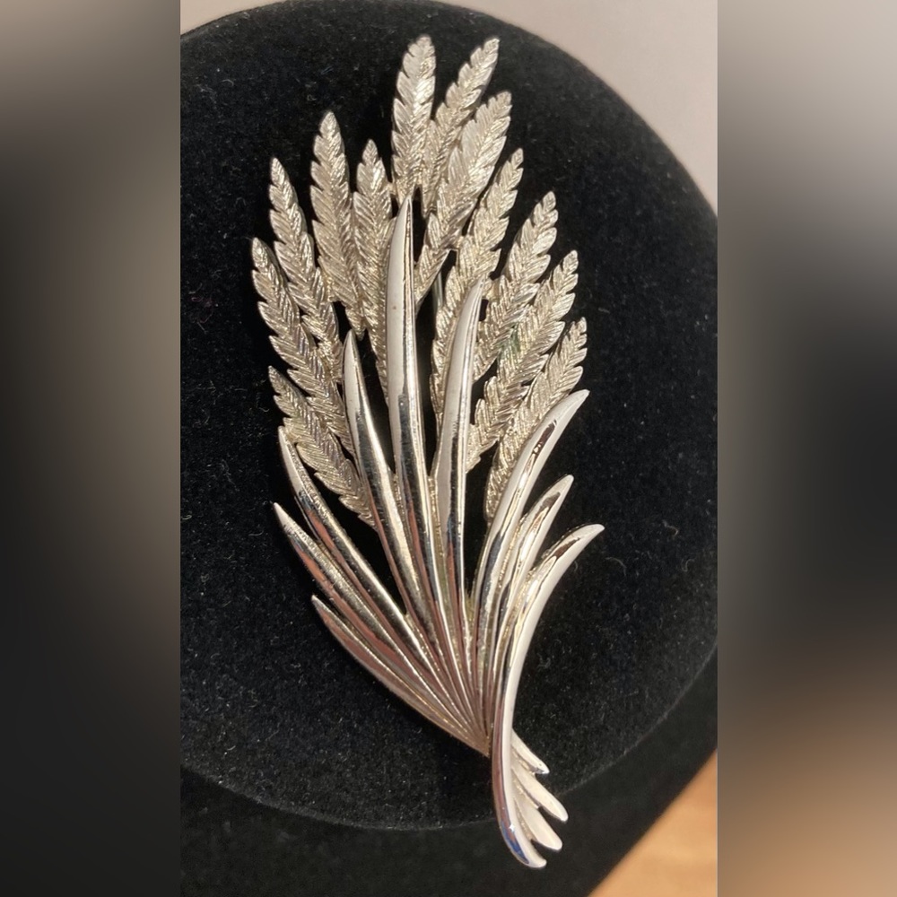 Monet Silvertone Wheat Spray Brooch